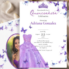 Purple Butterflies Dress Photo 15 XV Quinceanera Kaart