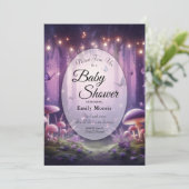 Purple Butterflies Starlit Skies Baby Shower Kaart (Staand voorkant)