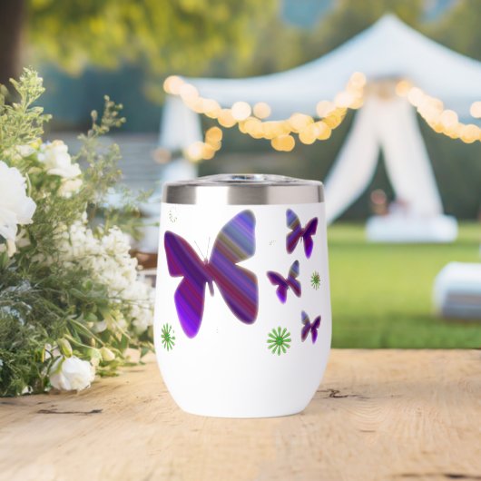 Purple Butterflies Water Bottle (Bruiloft (Gedraaid)  )