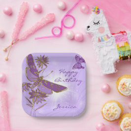 Purple Butterfly Birthday Papieren Bordje