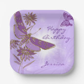 Purple Butterfly Birthday Papieren Bordje (Voorkant)