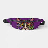 Purple Butterfly Blooms Cat Portrait | Kitty Lover Heuptasje (Voorkant)