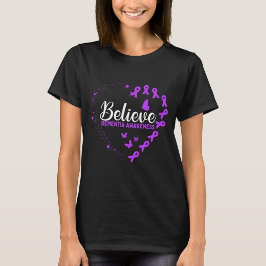 Purple Butterfly Dementia Awareness T-shirt (Voorkant)