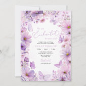 Purple Butterfly Floral Baby Shower Enchanted Kaart (Voorkant)