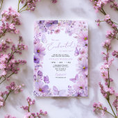 Purple Butterfly Floral Baby Shower Enchanted Kaart