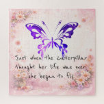 Purple Butterfly Inspirational Quote Legpuzzel<br><div class="desc">Purple Butterfly Inspirational Quote 676-Piece Puzzle | “Just When the Caterpillar Thought Her Life Was Over She Began to Fly” Description Relax, unwind, and enjoy a moment of inspiration with this beautiful purple butterfly inspirational quote 676-piece puzzle. Featuring a vibrant butterfly illustration and the uplifting message: "Just when the caterpillar...</div>