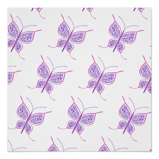 Purple Butterfly Pattern Perfect Poster (Voorkant)