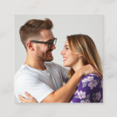 Purple calligraphy QR code RSVP photo wedding Informatiekaartje (Achterkant)