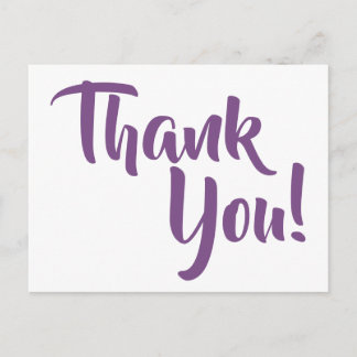 Purple Calligraphy Thank You Briefkaart