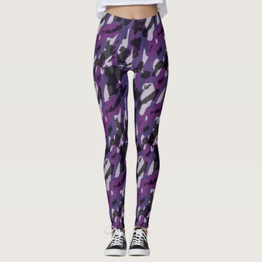 Purple Camo Abstract Leggings (Voorkant)
