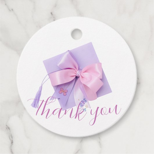 Purple Cap Graduation Party  Bedankjes Labels (Voorkant)