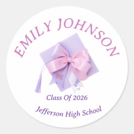 Purple Cap Graduation Personalized Ronde Sticker