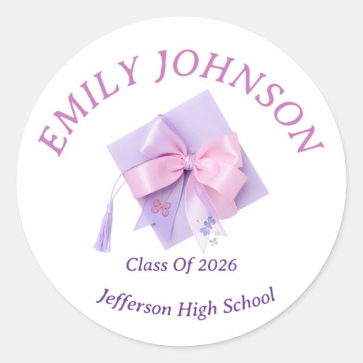 Purple Cap Graduation Personalized Ronde Sticker (Voorkant)
