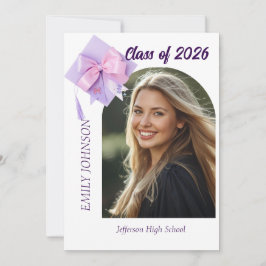 Purple Cap Photo Graduation Party Invitation Kaart