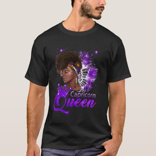 Purple Capricorn Queen African American Dec Jan T-shirt (Voorkant)