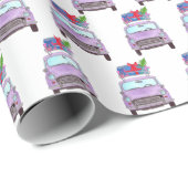 Purple Car met Christmas Gifts Watercolor Cadeaupapier (Rol Hoek)