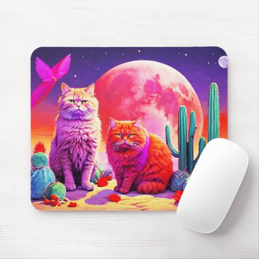 Purple Cat Mouse Pad – Perfect Gift for Cat Lovers Muismat (Met muis)