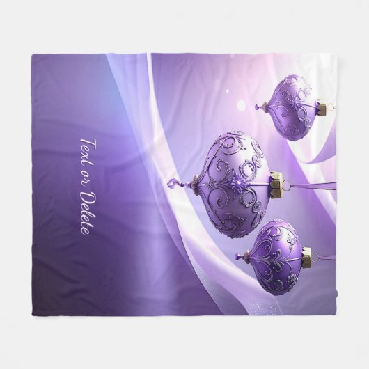 Purple Christmas Ball Fleece Blanket Deken (Voorkant (Horizontaal))