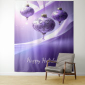 Purple Christmas Ball Holiday Backdrop Wandkleed (In situ)