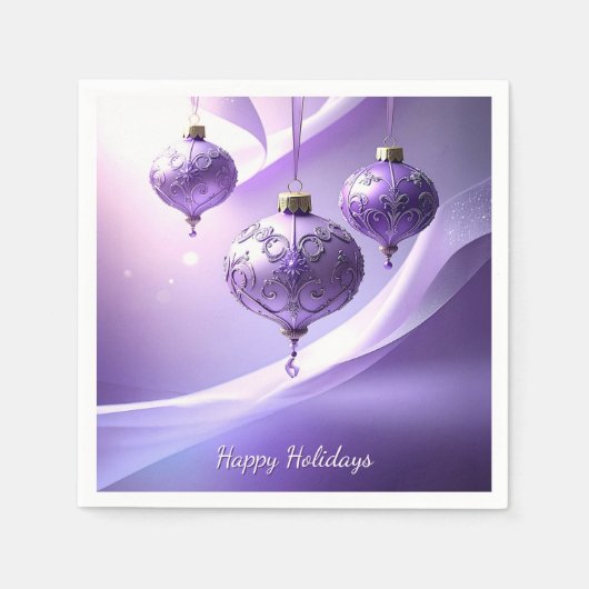 Purple Christmas Ball Holiday Napkin Servet (Voorkant)