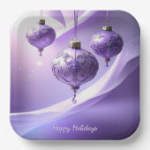 Purple Christmas Ball Holiday Paper Plate Papieren Bordje (Voorkant)