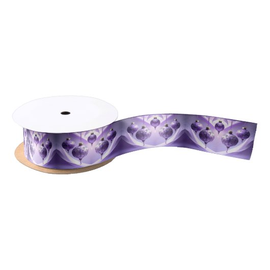 Purple Christmas Ball Holiday Satin Ribbon Satijnen Lint (Spoel)