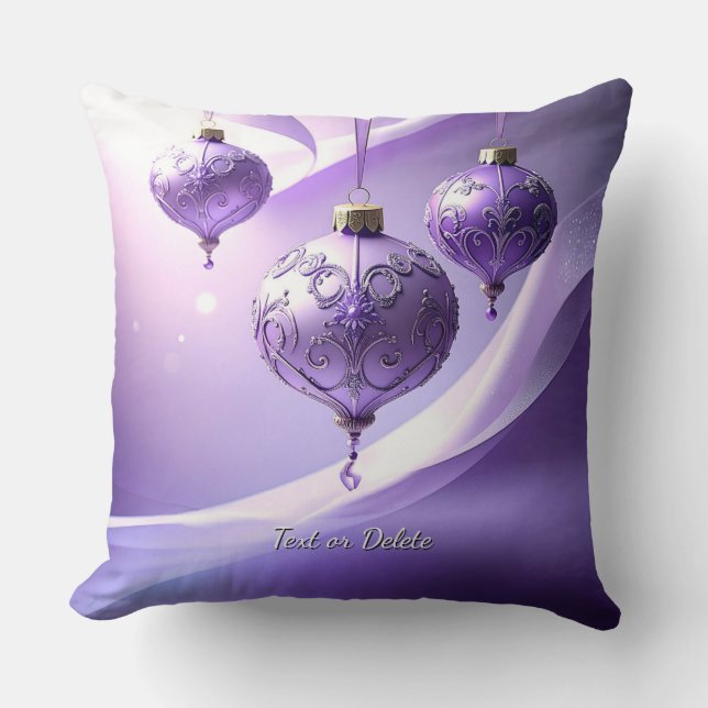 Purple Christmas Ball Holiday Throw Pillow Kussen (Voorkant)