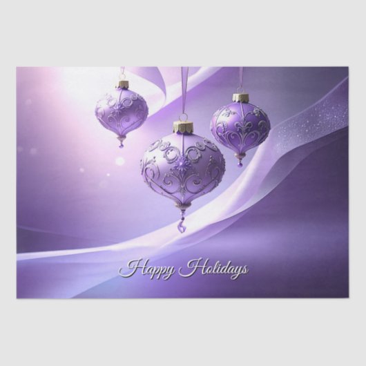 Purple Christmas Ball Holiday Tissue Paper Tissuepapier (Voorkant)