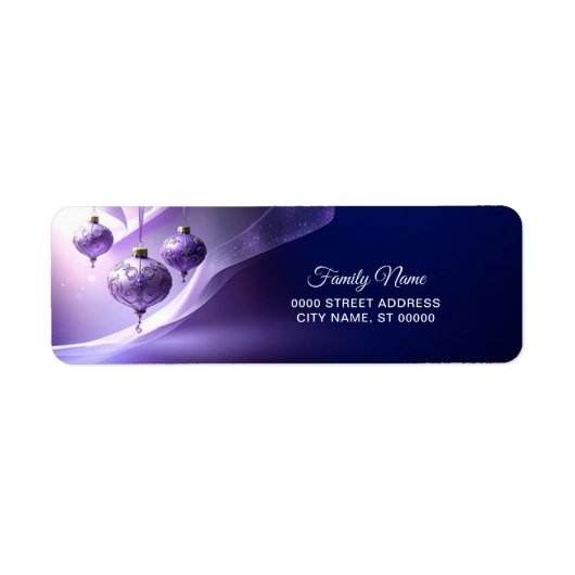 Purple Christmas Ball Return Address Label (Voorkant)