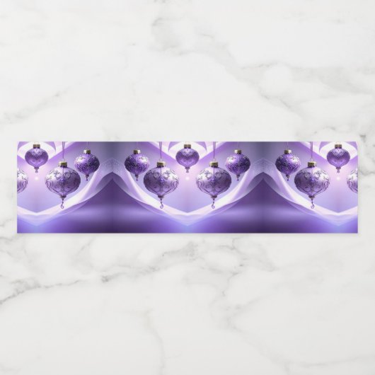 Purple Christmas Ball Water Bottle Label Waterfles Etiket (Enkel label)