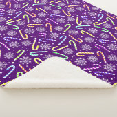 Purple Christmas Candy Canes with Snowflakes Sherpa Deken (3/4)