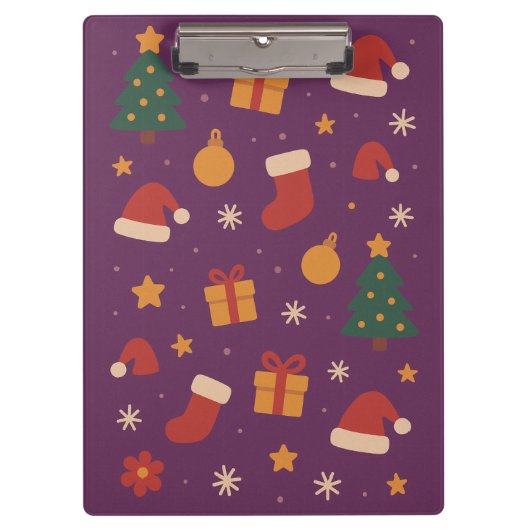 Purple Christmas Pattern Aesthetic – Cute Holiday  Klembord (Voorkant)