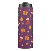 Purple Christmas Pattern Aesthetic – Cute Holiday  Thermosbeker (Voorkant)