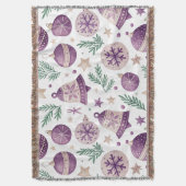 Purple Christmas Throw Blanket – Whimsical Winter  Deken (Voorkant Verticaal)