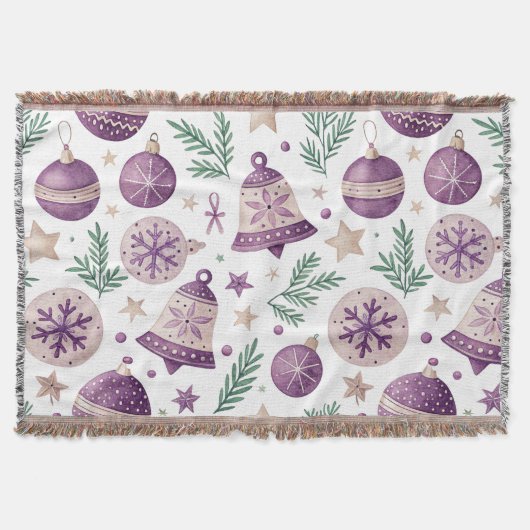 Purple Christmas Throw Blanket – Whimsical Winter  Deken (Voorkant)