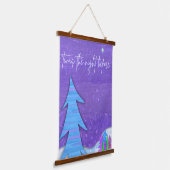 Purple Christmas Trees Wood Topped Wall Tapestry Hangend Wandkleed (Gebogen)
