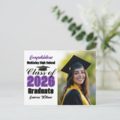 Purple Class of 2026 Graduate Photo Graduation Aankondigingskaart (Staand voorkant)