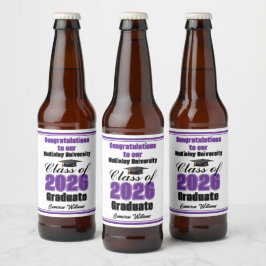 Purple Class of 2026 Graduation Party Custom Bier Etiket