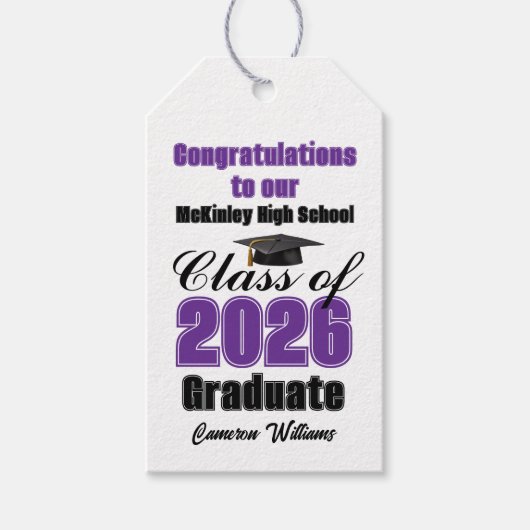 Purple Class of 2026 Graduation Party Custom Cadeaulabel (Voorkant)