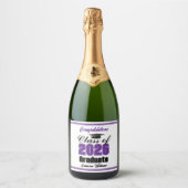 Purple Class of 2026 Graduation Party Custom Sparkling Wijnetiket (Voorkant)