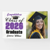 Purple Class of 2026 Graduation Party Photo Spandoek (Horizontaal)