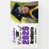 Purple Class of 2026 Graduation Party Photo Spandoek (Verticaal)