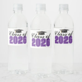 Purple Class of 2026 Graduation Party Waterfles Etiket