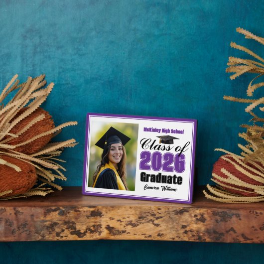 Purple Class of 2026 Graduation Photo Fotoplaat (Zijkant)