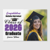 Purple Class of 2026 Graduation Photo Magnet Card (Voorkant)