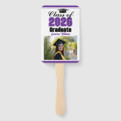 Purple Class of 2026 Photo Custom Graduation Photo Handwaaier (Achterkant)