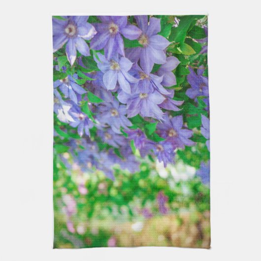 Purple Clematis flower ランチョンマット Theedoek (Verticaal)