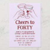 Purple Cocktail “Cheers to Forty 40th Birthday Kaart (Voorkant)