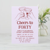 Purple Cocktail “Cheers to Forty 40th Birthday Kaart (Staand voorkant)