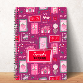 Purple Coquette aesthetic girly whimsical pattern Notitieboek